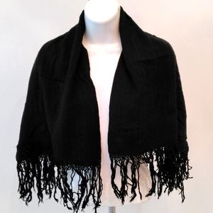 Black Fringe Scarf / Wrap